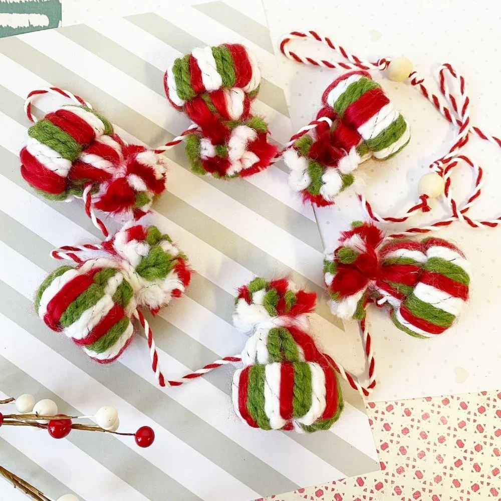 Handmade Winter Mini Knit Beanie Hat Christmas Garland Christmas Decorations